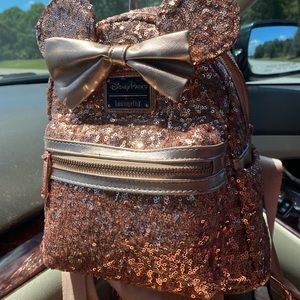 Loungefly rose gold mini backpack